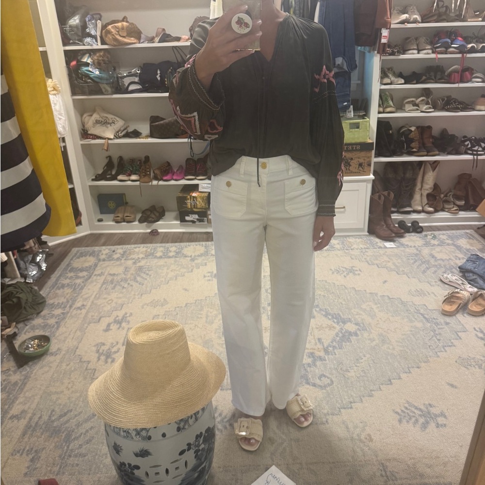 Marie Oliver brown Embroidered Peasant Blouse